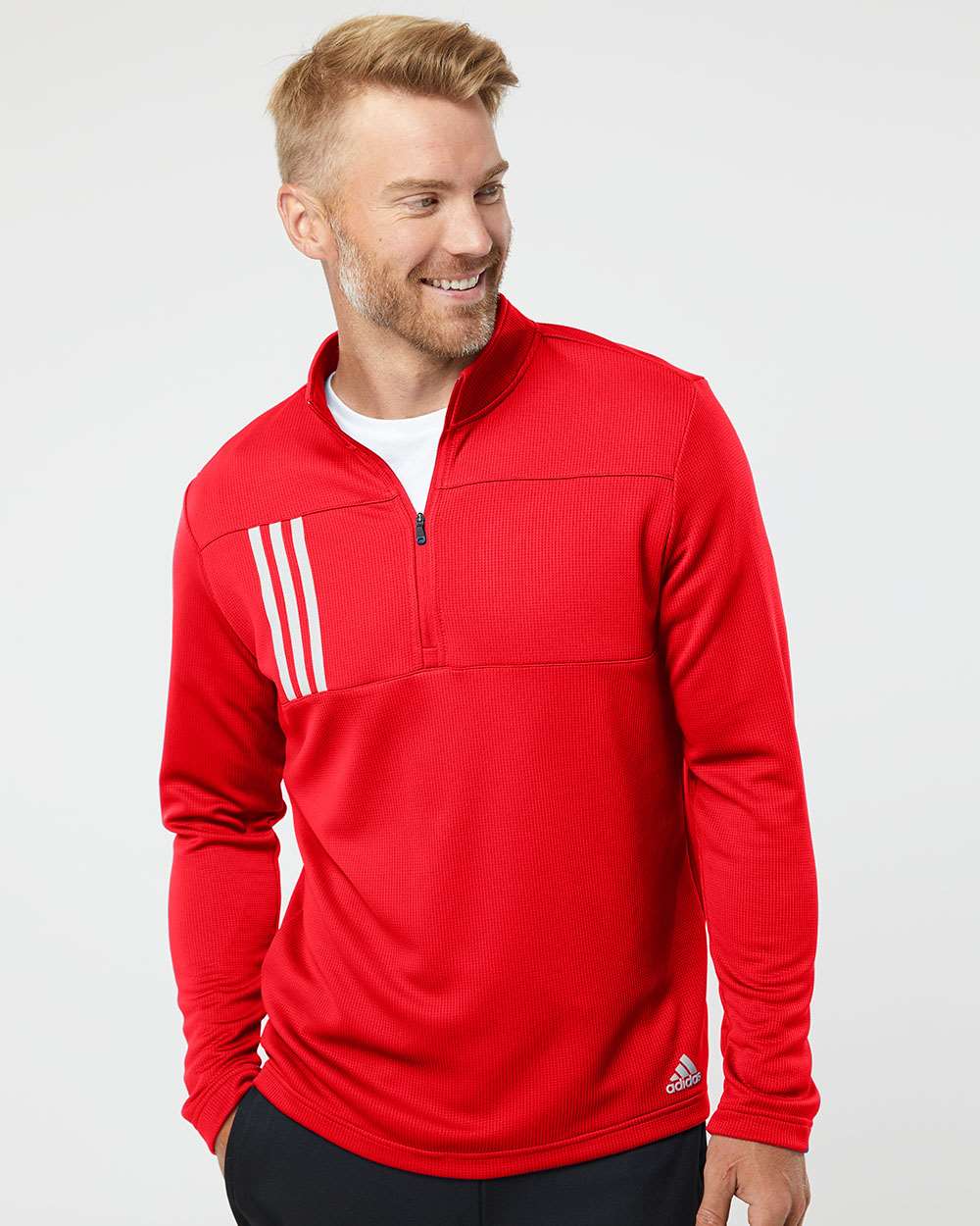 Adidas 3-Stripes Double-Knit Quarter-Zip Pullover