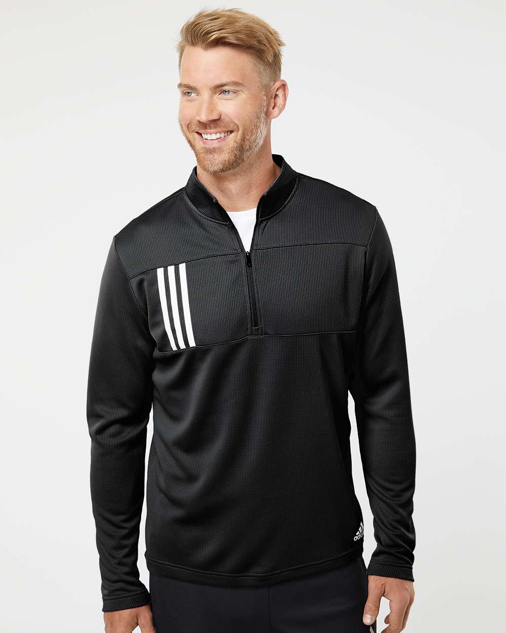 Adidas 3-Stripes Double-Knit Quarter-Zip Pullover