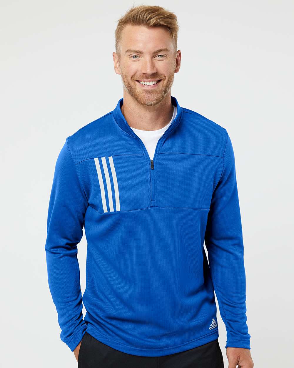 Adidas 3-Stripes Double-Knit Quarter-Zip Pullover